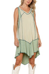 POL V-neck assymetrical Hem Dress - 2 Colors