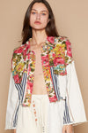 POL Oversize hi-low color block button down jacket