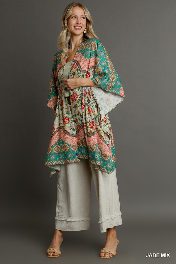 SALE Umgee Mixed Print Open Front Kimono