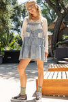 POL Frayed edge button suspender denim skirt