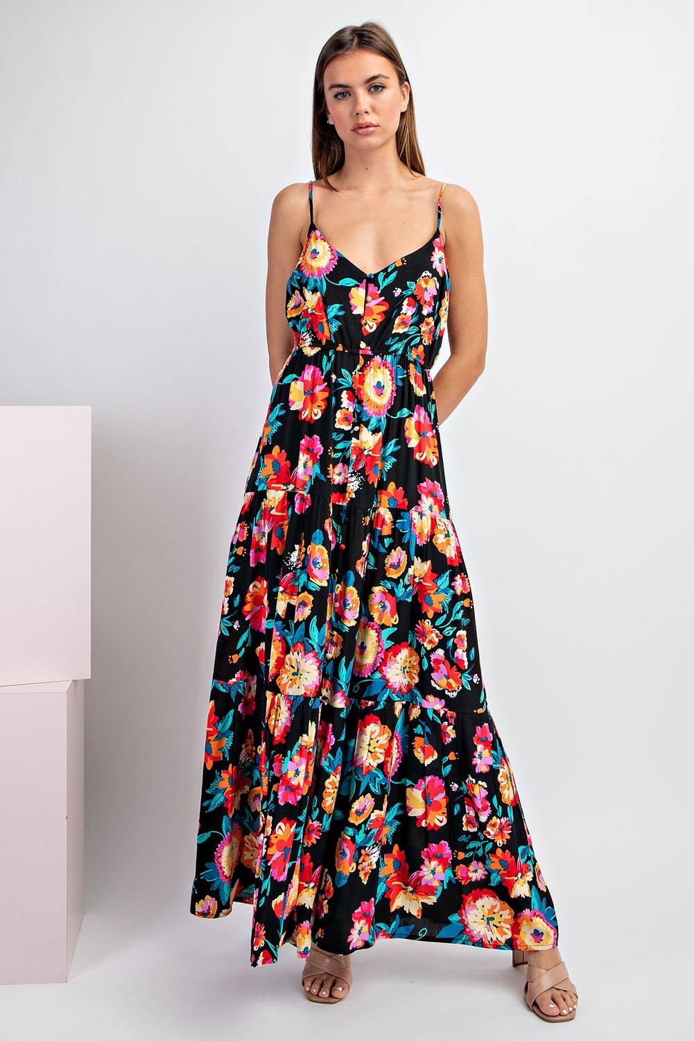 SALE Floral Print Sleeveless maxi Dress