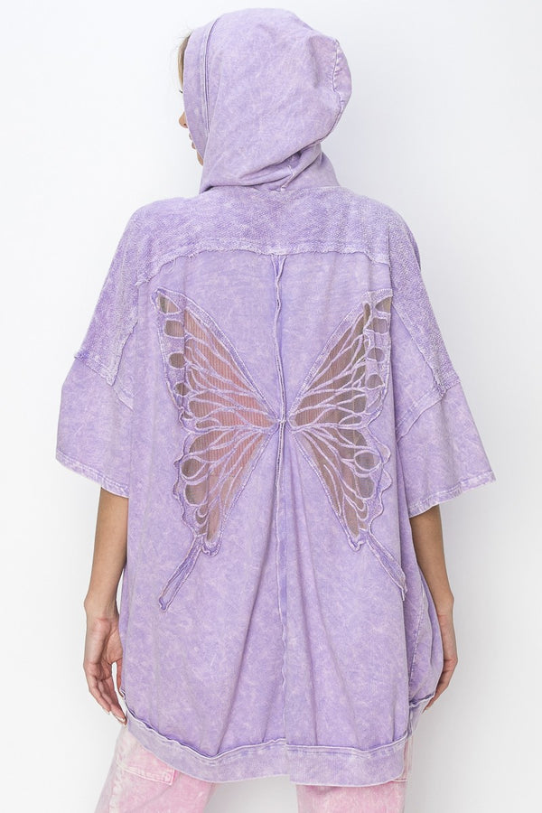 MineralWash Butterfly Hoodie Open top