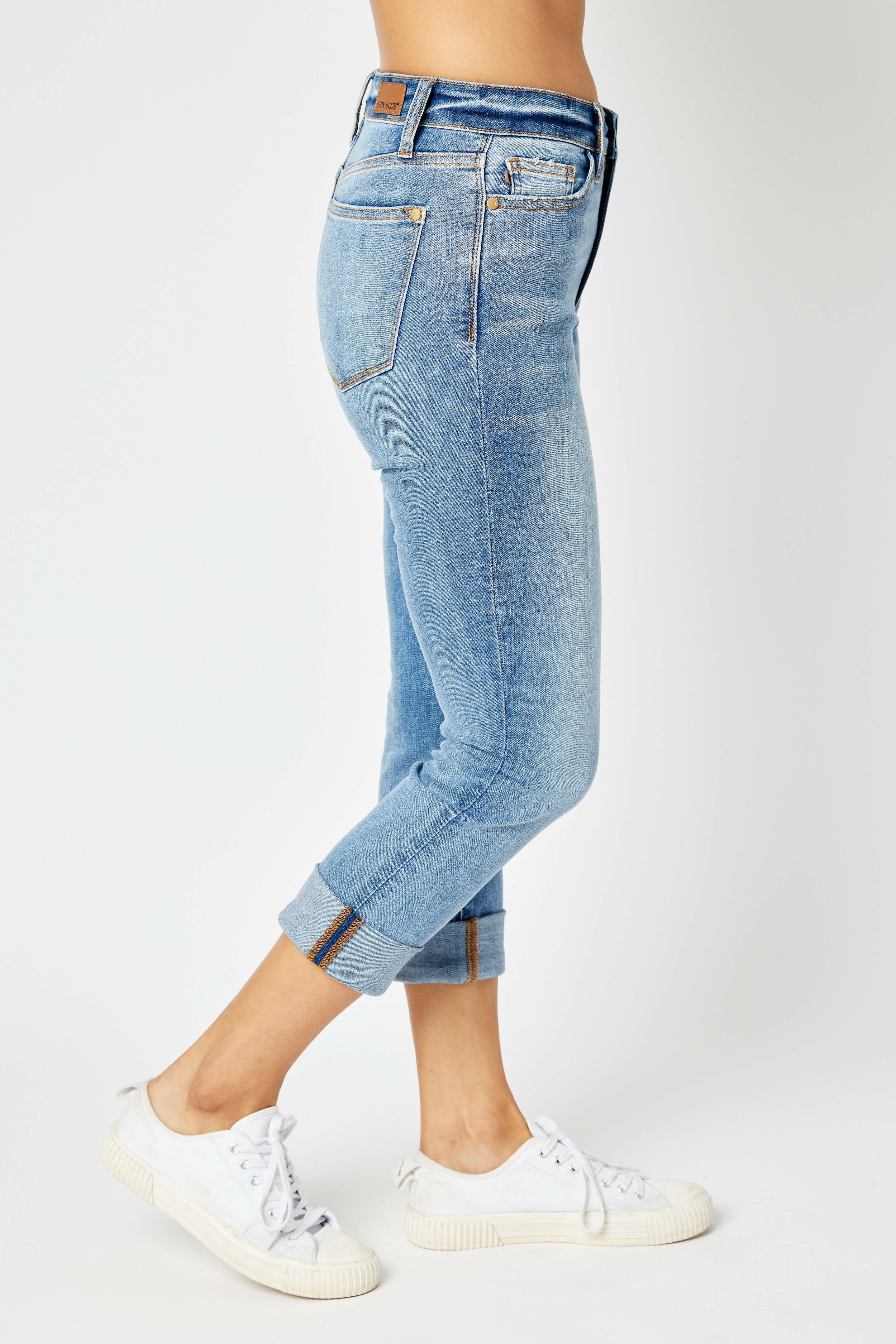 SALE Judy Blue Mid Rise Cuffed Skinny Capri