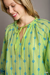 Umgee Boxy Cut Embroidery Top Ruffle Neckline Front