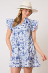Sleeveless Mini Dress with Western Print