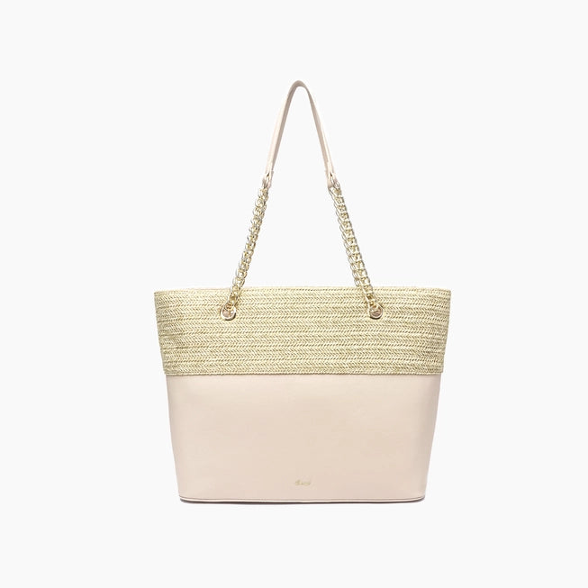 Daisy Bowtie Dual Straw Tote Bag - 2 Colors
