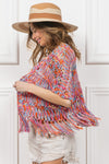 BIBI Multi Colors Open Knit Fringed Crop Cardigan