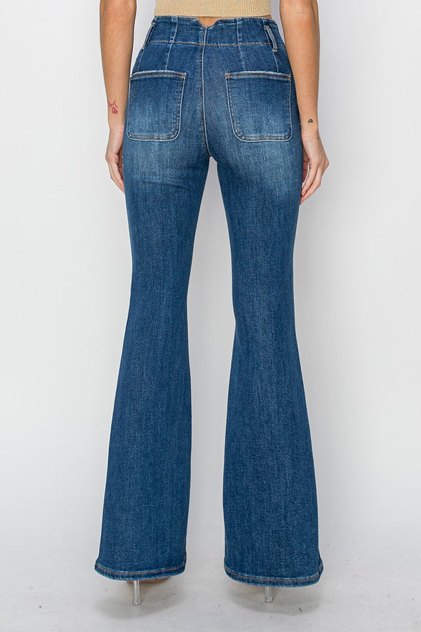 Risen High Rise Seam Detailed Flare Jeans