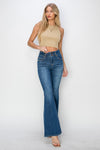 Risen High Rise Seam Detailed Flare Jeans