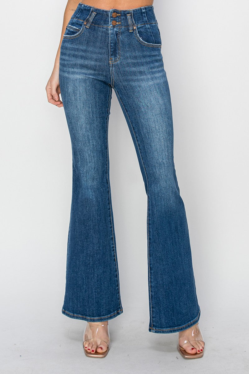 Risen High Rise Seam Detailed Flare Jeans