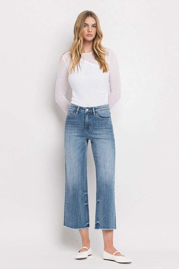 Vervet Super High Rise Raw Hem Wide leg Jeans