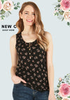 Printed rib henley top - Curvy Size