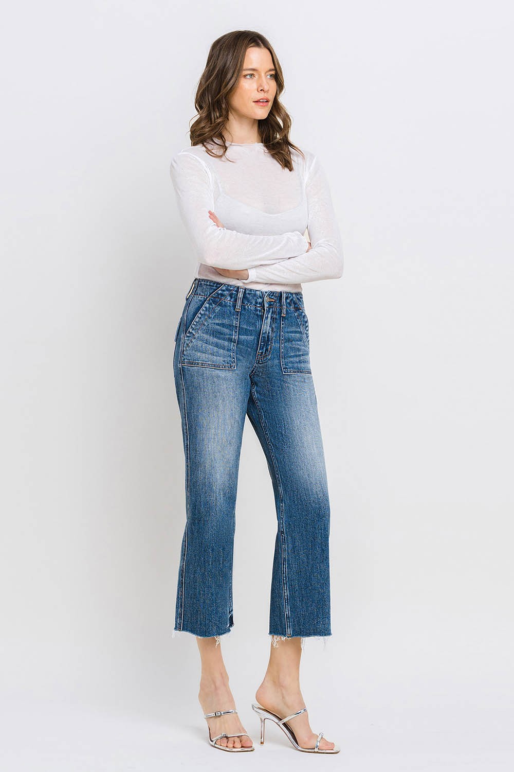 Vervet High Rise Crop Utility Straight Jeans