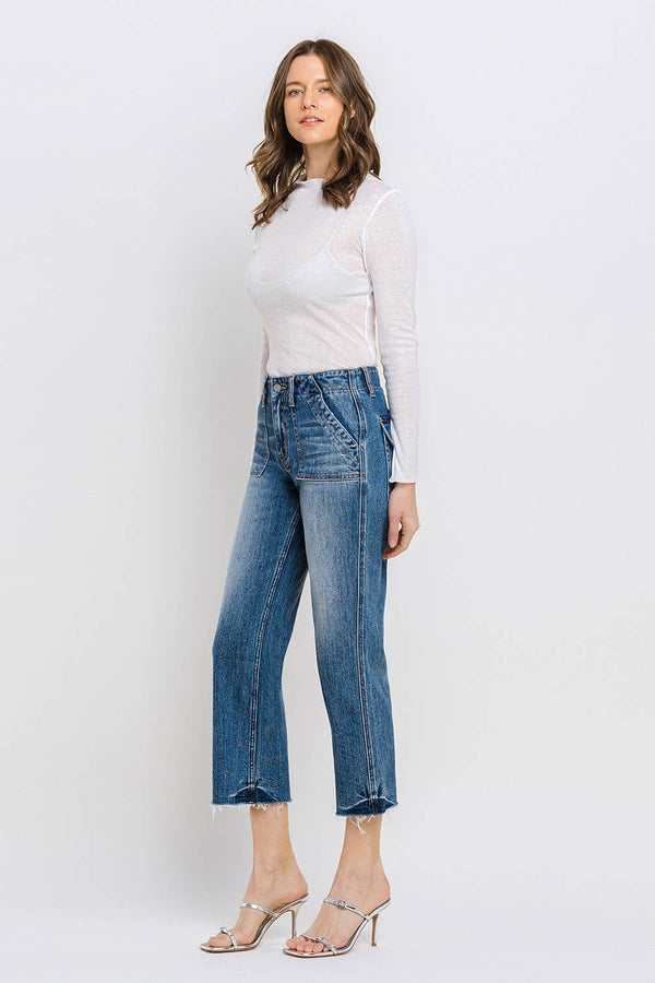 Vervet High Rise Crop Utility Straight Jeans