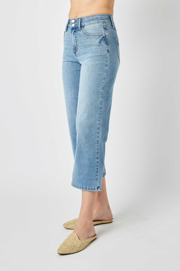 Judy Blue High Waist Double WB Crop Wide