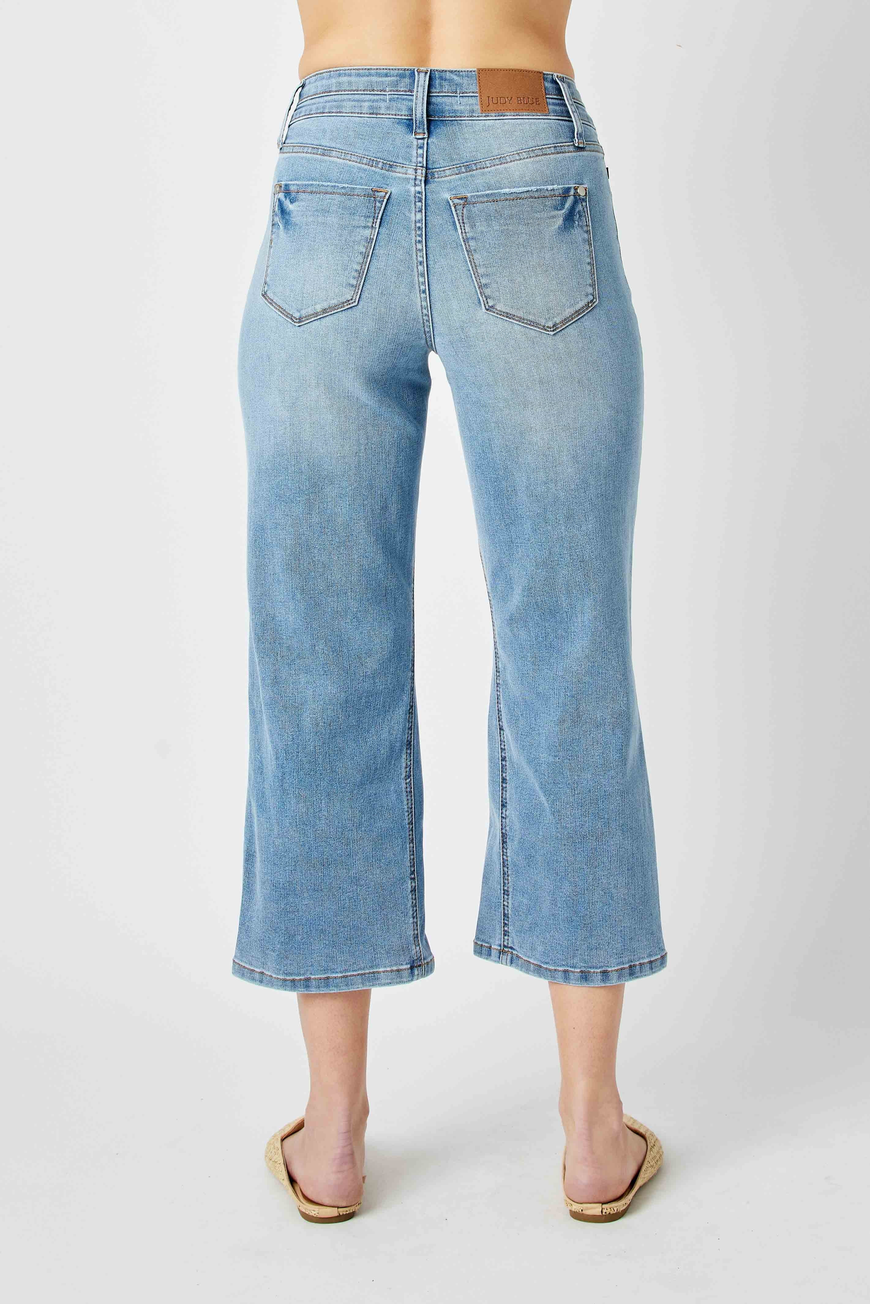 Judy Blue High Waist Double WB Crop Wide