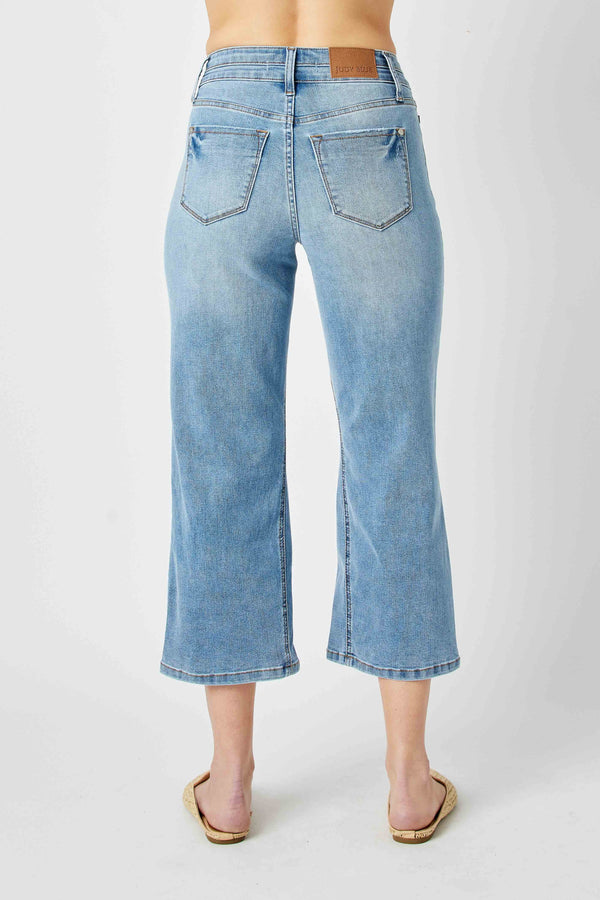 Judy Blue High Waist Double WB Crop Wide