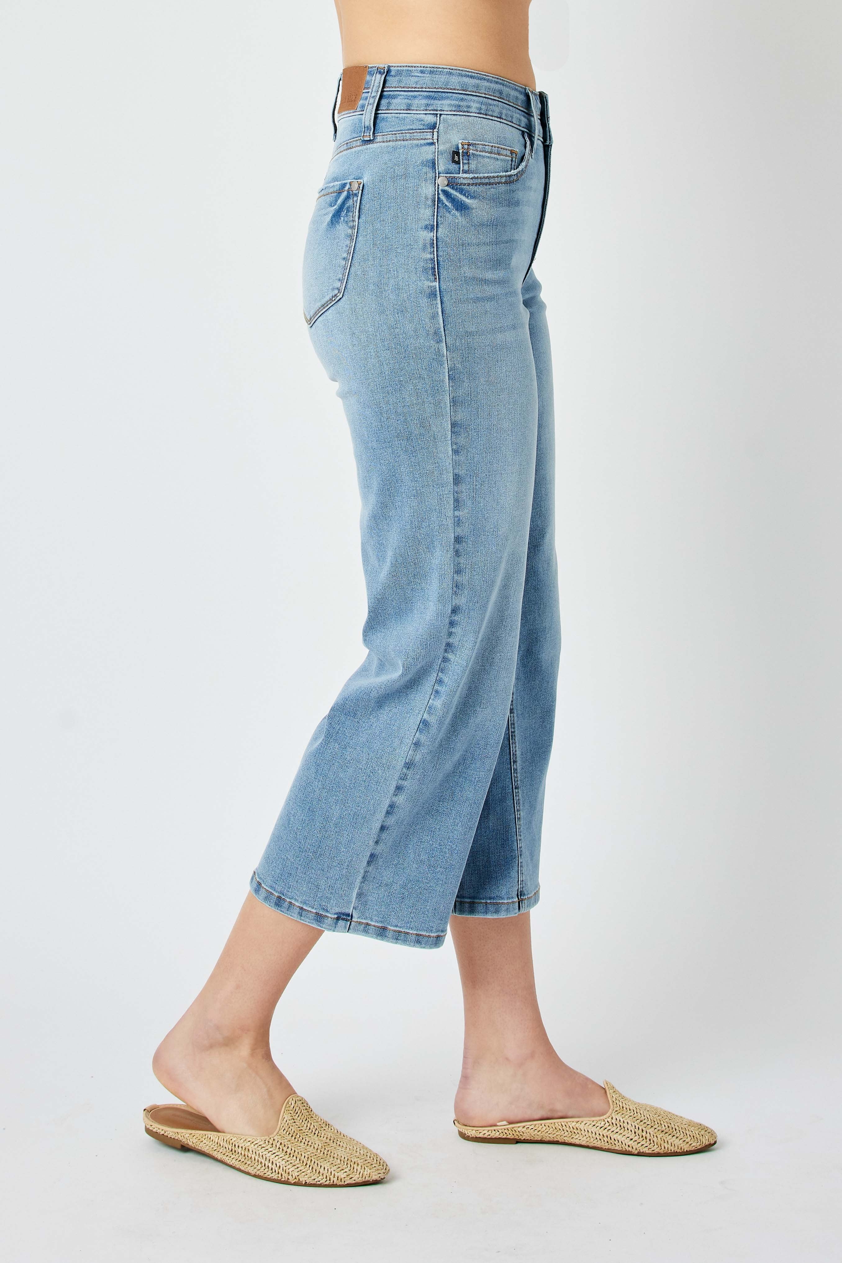 Judy Blue High Waist Double WB Crop Wide