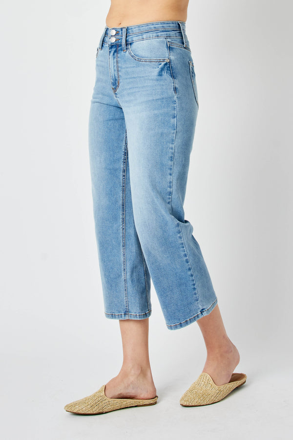 Judy Blue High Waist Double WB Crop Wide