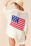American Flag Back Short Dolman Sleeve Cardigan