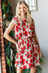 SALE Floral Print Smocked Waist Sleeveless Short Dress - 2 Colors