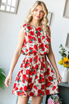 SALE Floral Print Smocked Waist Sleeveless Short Dress - 2 Colors