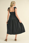 Bow Front Scalloped Midi Dress