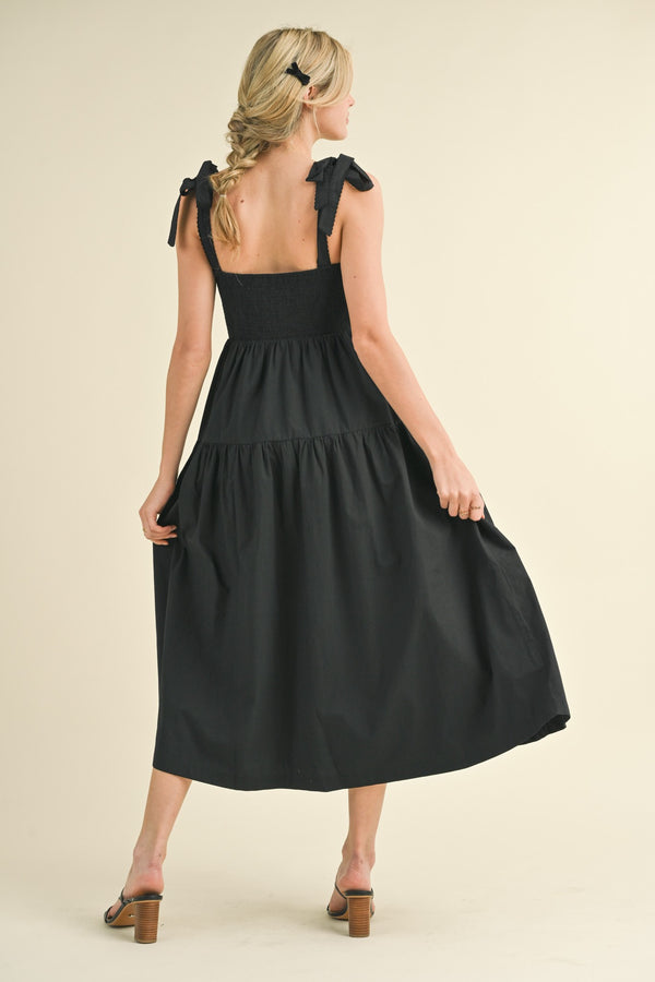 Bow Front Scalloped Midi Dress