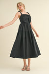 Bow Front Scalloped Midi Dress