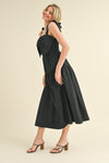 Bow Front Scalloped Midi Dress