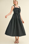 Bow Front Scalloped Midi Dress