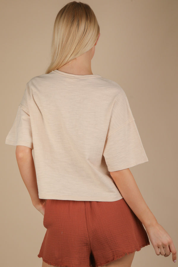 Very J Oversized Screen Print Graphic Casual Knit T Shirt