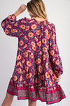 SALE Easel Border Printed Rayon Challis Dress