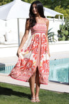 Angie Smocked Bust Midi Dress With Slit