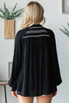 SALE First Love Embroidery Smocked Yoke Long Sleeve Blouse - Curvy