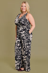 SALE Gilli Sleeveless Waist Smocking Floral Jumpsuit - Curvy Size