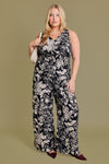 SALE Gilli Sleeveless Waist Smocking Floral Jumpsuit - Curvy Size