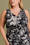 SALE Gilli Sleeveless Waist Smocking Floral Jumpsuit - Curvy Size