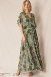SALE En Creme V-Neck Printed Gauze Maxi Dress