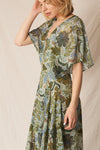 SALE En Creme V-Neck Printed Gauze Maxi Dress