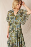 SALE En Creme V-Neck Printed Gauze Maxi Dress