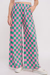 Jade By Jane High Waist Checkered Straight Leg Knit Pants