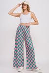 Jade By Jane High Waist Checkered Straight Leg Knit Pants