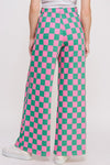 Jade By Jane High Waist Checkered Straight Leg Knit Pants