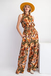 Easel Printed Mirabelle Satin Romper Pants