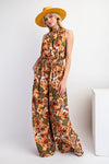 Easel Printed Mirabelle Satin Romper Pants