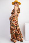 Easel Printed Mirabelle Satin Romper Pants