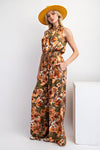 Easel Printed Mirabelle Satin Romper Pants