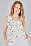 Printed Rib Henley Top - Curvy Size