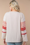 White Birch Long Sleeve Solid Woven Top - peace print - Curvy Size